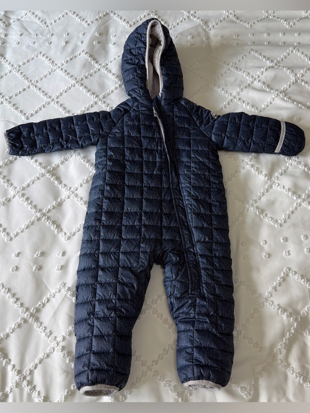 Snozu Quilted Baby Infant Hooded Faux Fur Full Winter Snow Suit Blue 18 Months